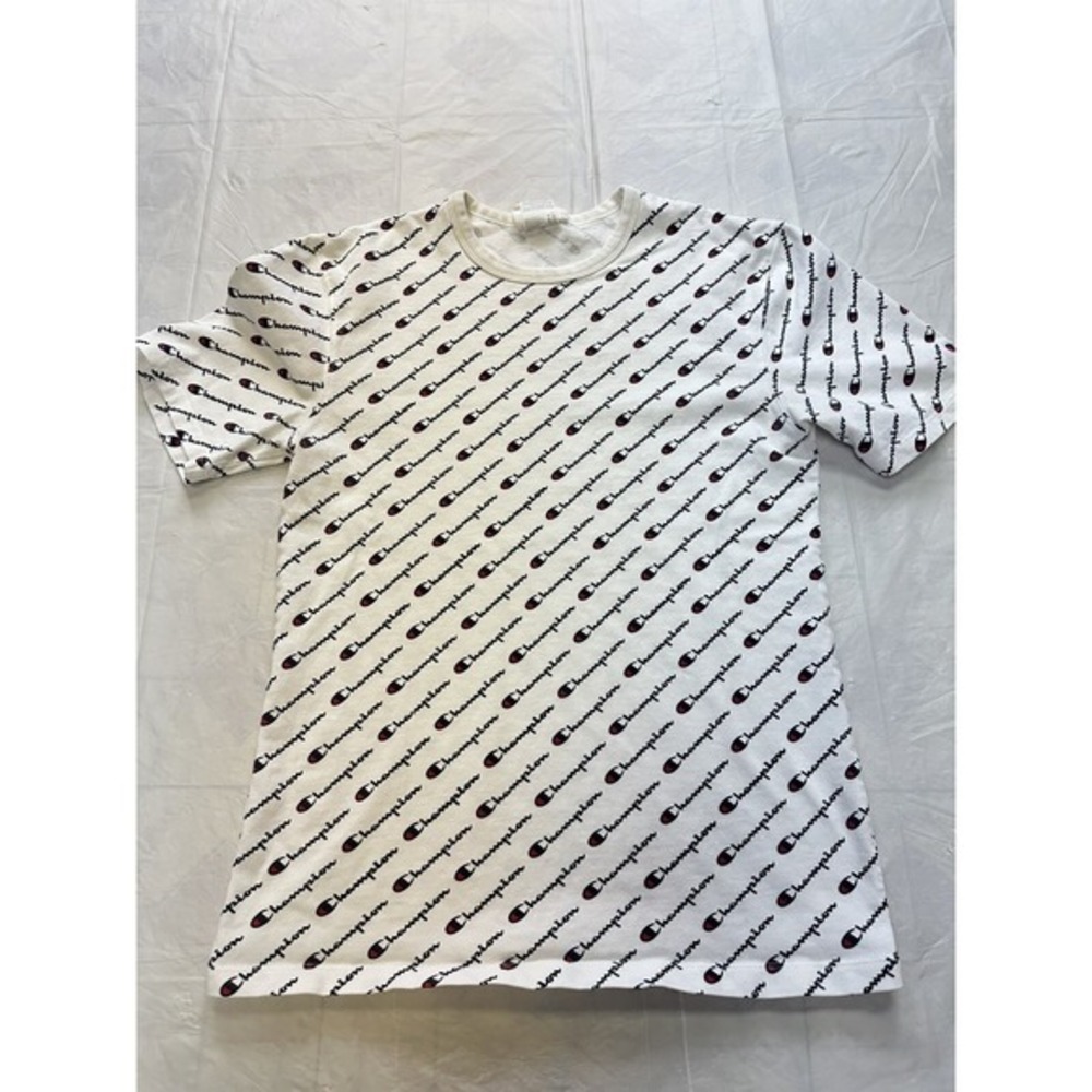 Champion Heritage‎ Men's T-Shirt Size Small, White All Over Logo Print - Picture 1 of 5
